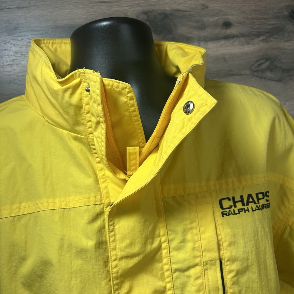 Vintage Chaps Ralph Lauren Mens 1/4 Zip Jacket Yellow Size Large Y2K - Picture 2 of 6